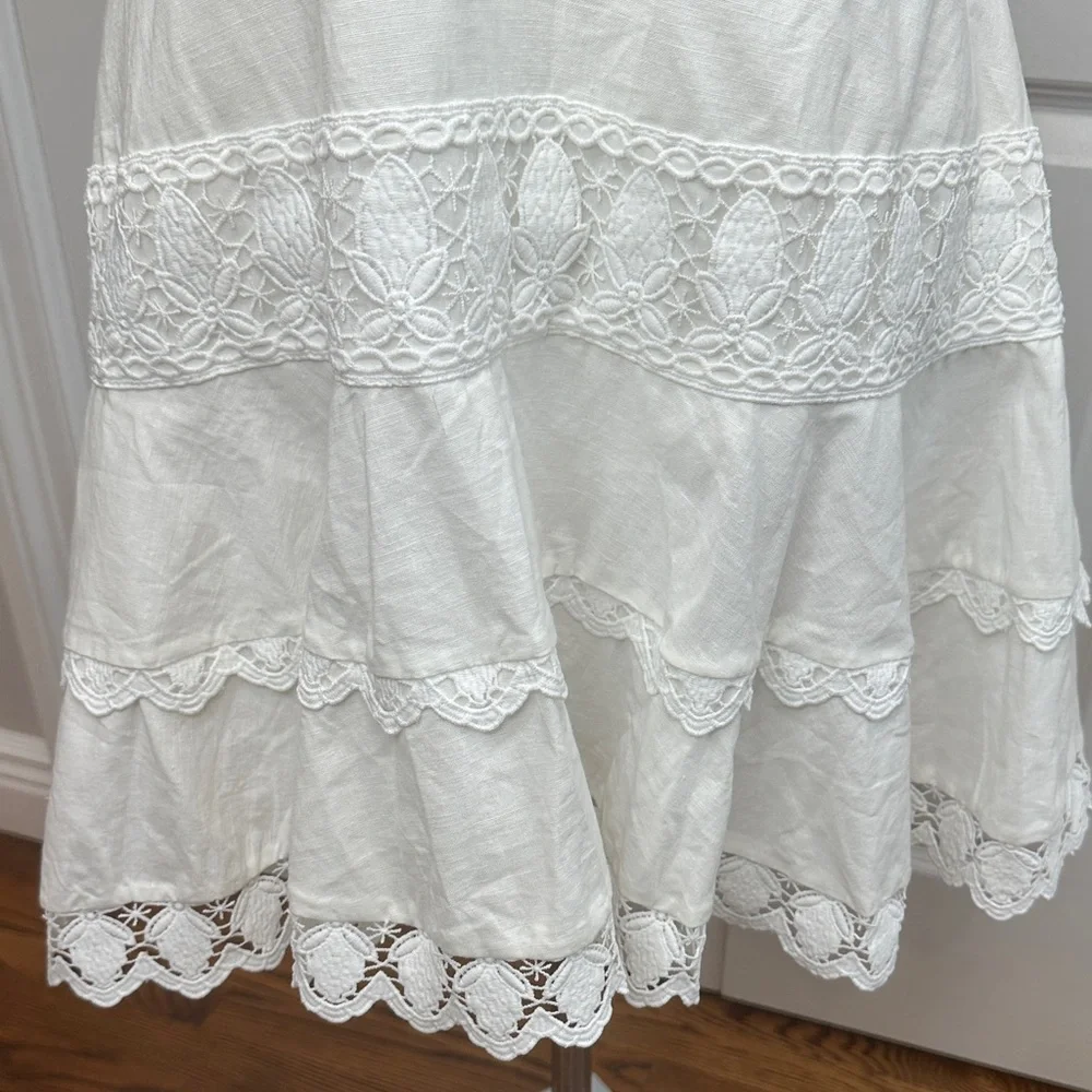 NWT Endless Rose White Halter Neck Open Back Lace Boho Cottagecore Dress Size L
